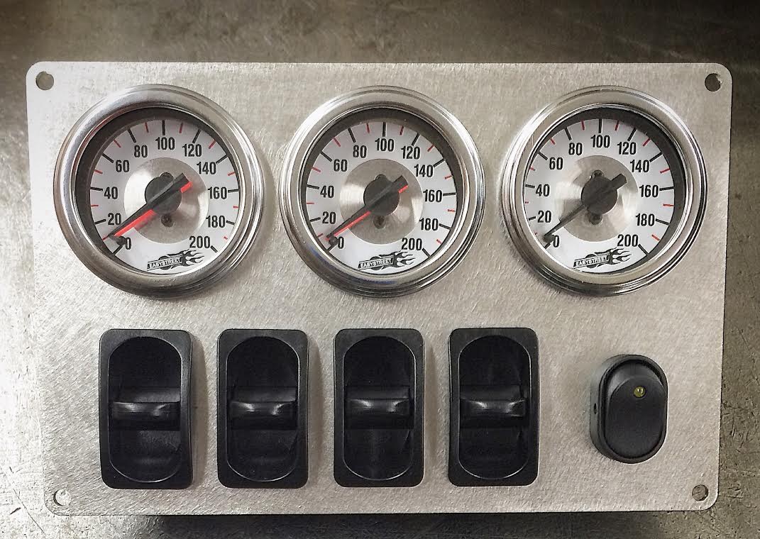 Billet Aluminum Gauge Panel W/ Gauges, Manual Valves & On-Off Switch