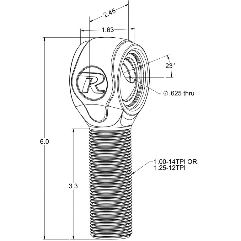 R-Joint XL Rod End w/ 1 ¼” -12 Left Hand Thread